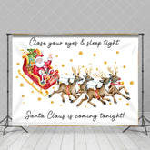 Aperturee - Aperturee White Elk Santa Claus Gold Stars Christmas Backdrop